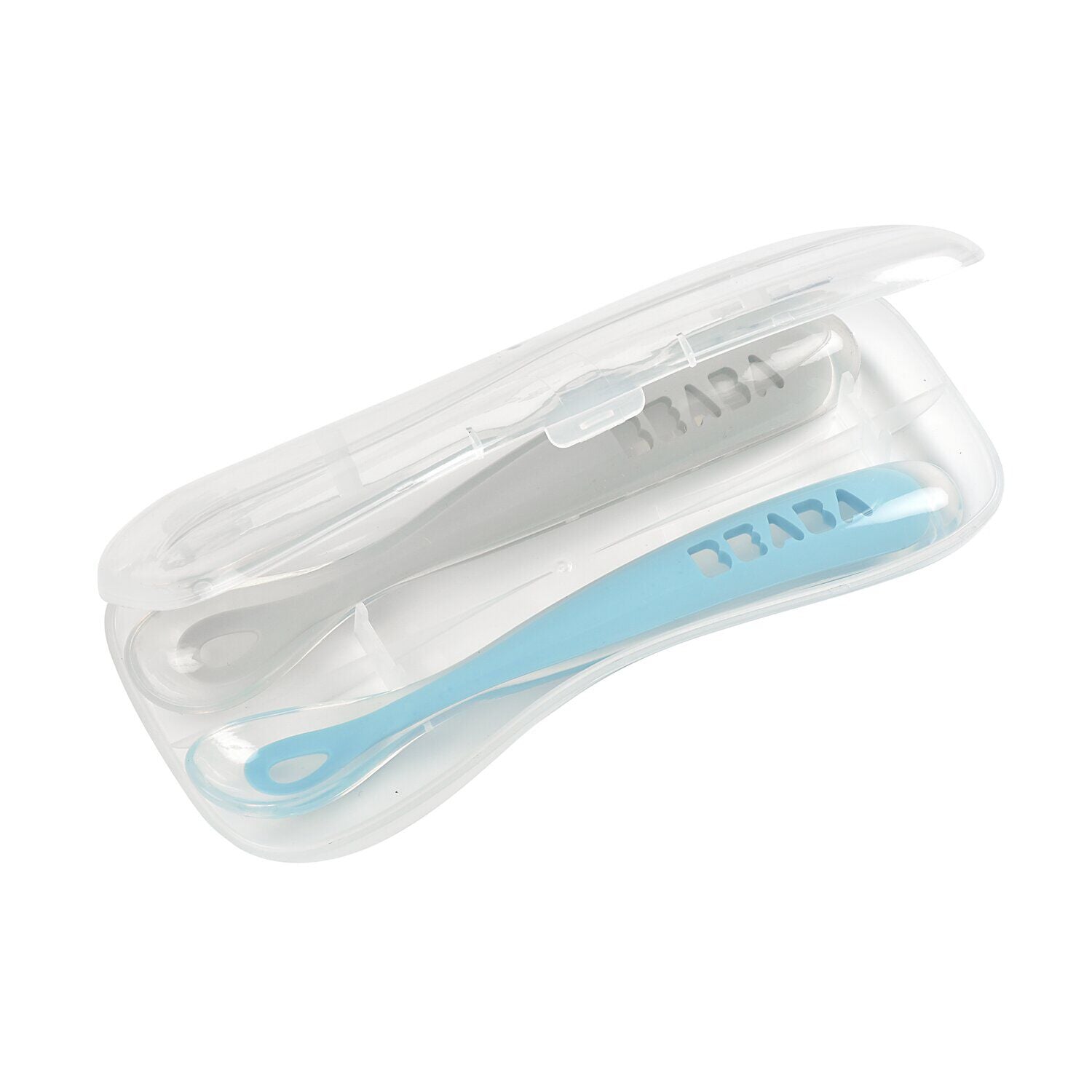 Set von 2 Easy-Grip 1st Stage Silicone Spoons + Lagergehäuse