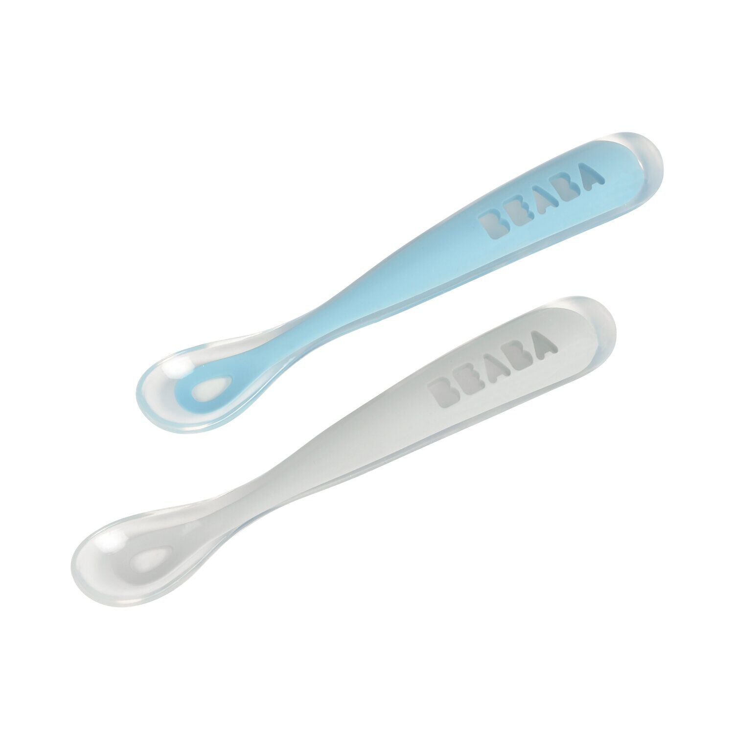 Set von 2 Easy-Grip 1st Stage Silicone Spoons + Lagergehäuse