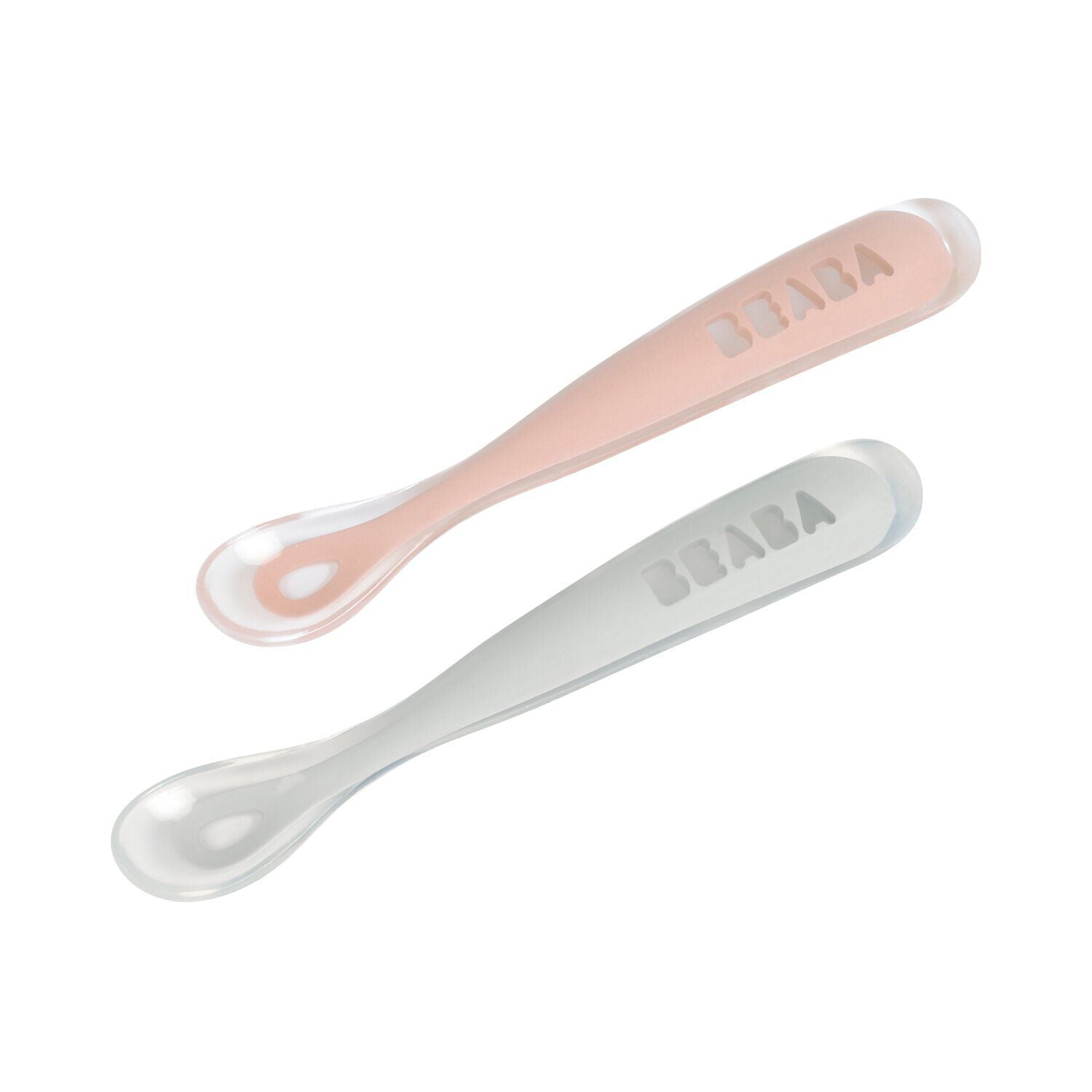 Set von 2 Easy-Grip 1st Stage Silicone Spoons + Lagergehäuse