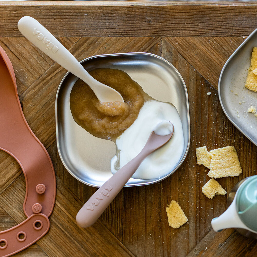 Set von 2 Easy-Grip 1st Stage Single Tone Silicone Spoons + Lagergehäuse