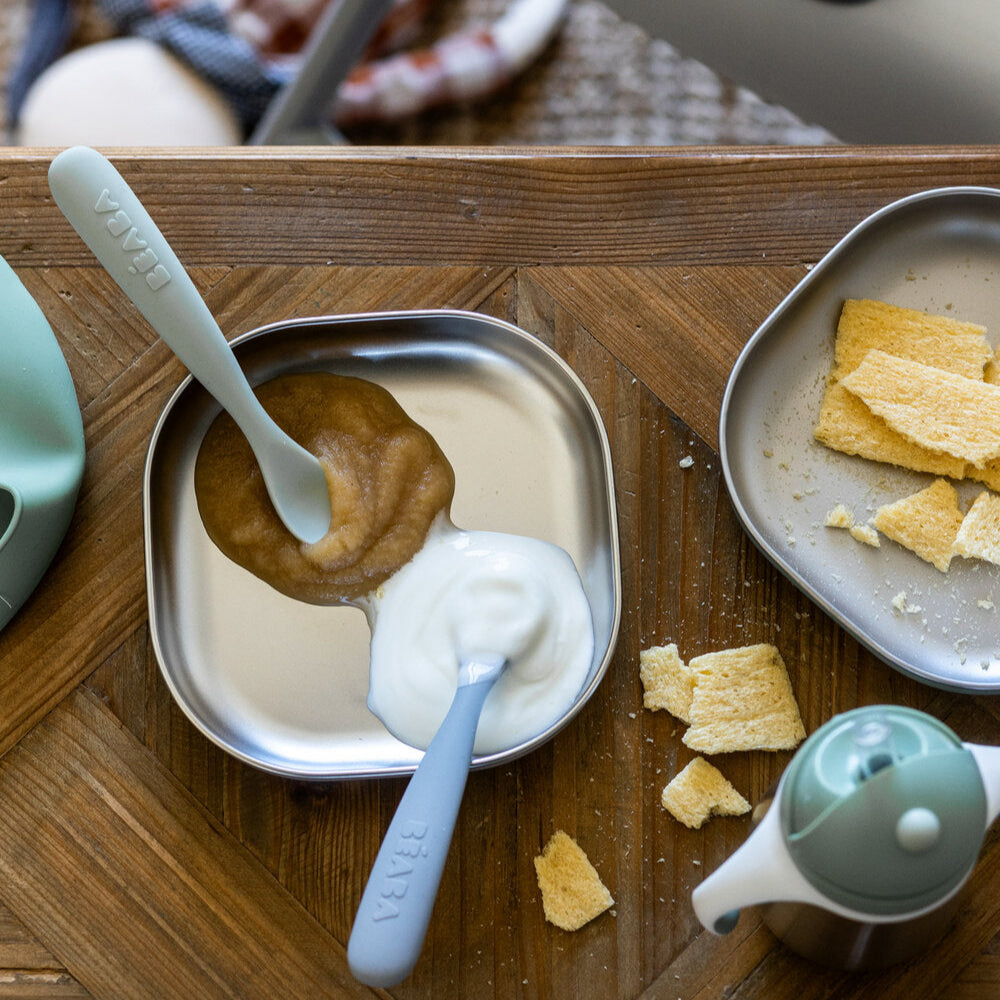 Set von 2 Easy-Grip 1st Stage Single Tone Silicone Spoons + Lagergehäuse