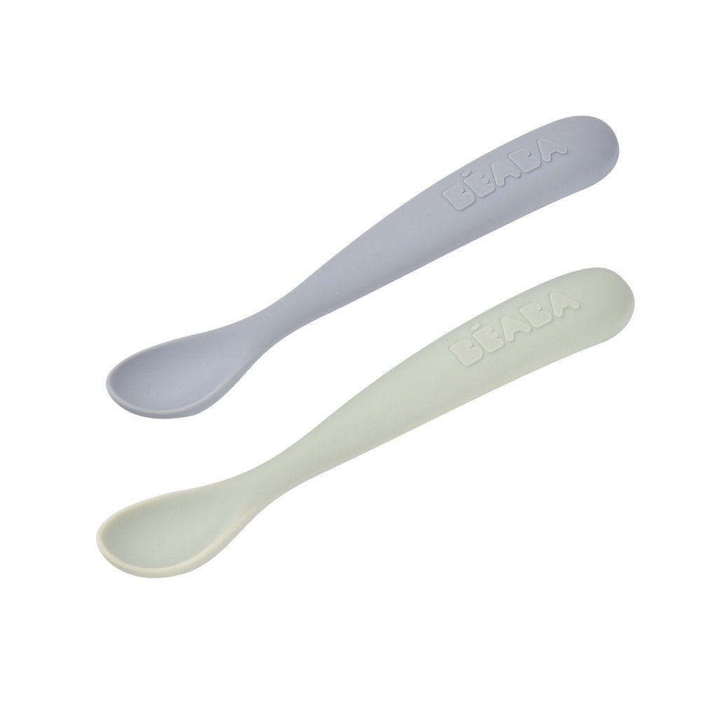 Set von 2 Easy-Grip 1st Stage Single Tone Silicone Spoons + Lagergehäuse