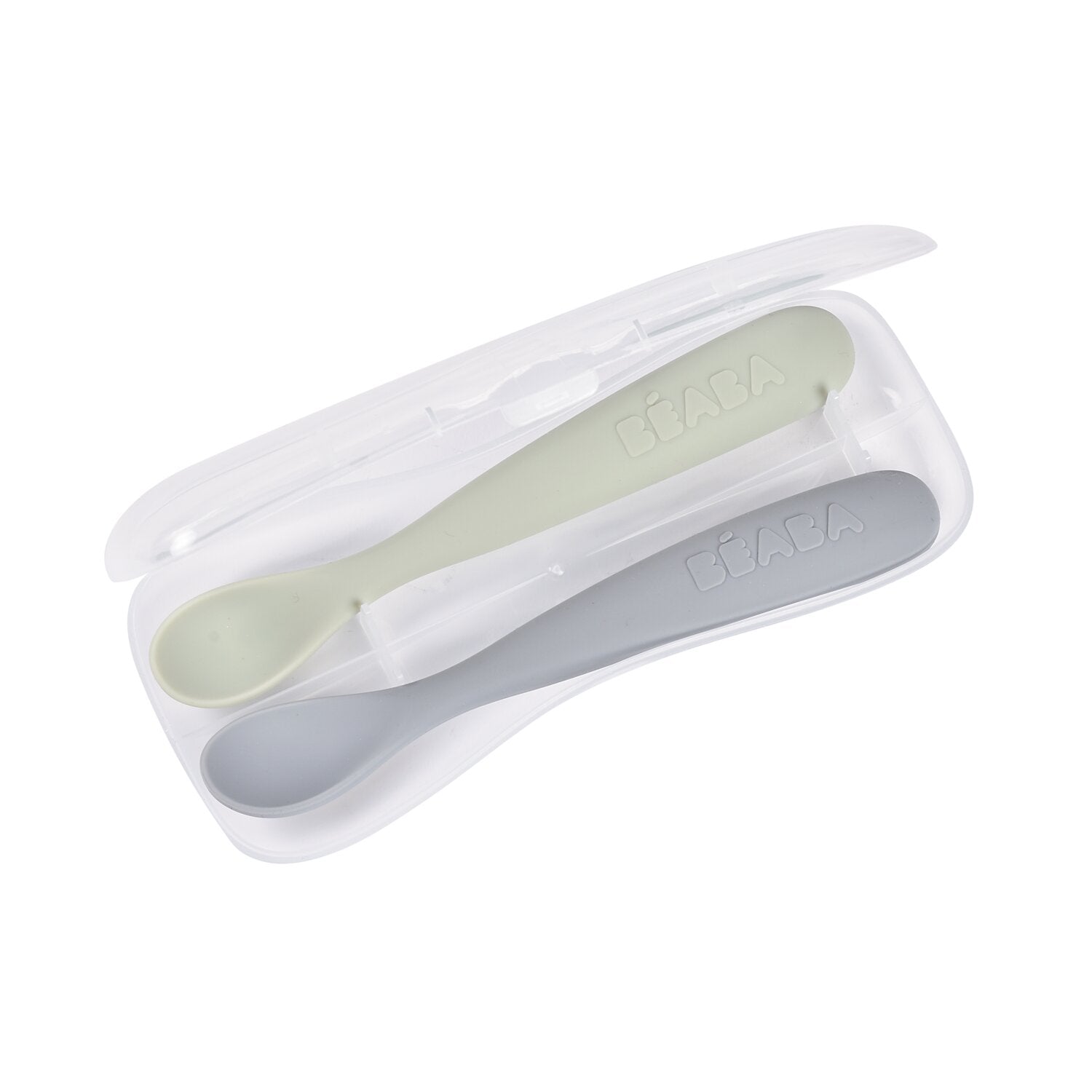 Set von 2 Easy-Grip 1st Stage Single Tone Silicone Spoons + Lagergehäuse