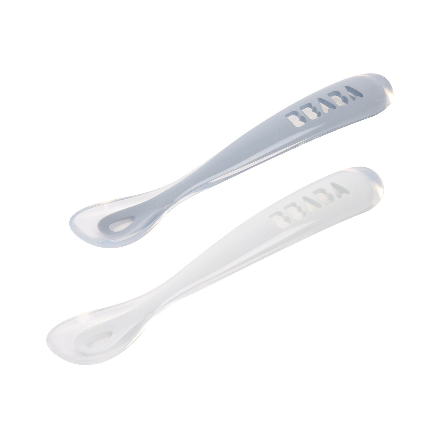 Set von 2 Easy-Grip 1st Stage Silicone Spoons + Lagergehäuse