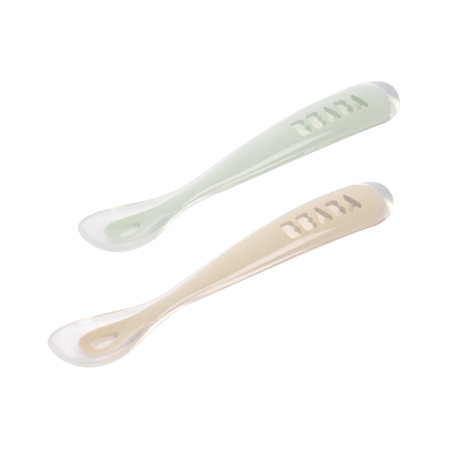 Set von 2 Easy-Grip 1st Stage Silicone Spoons + Lagergehäuse