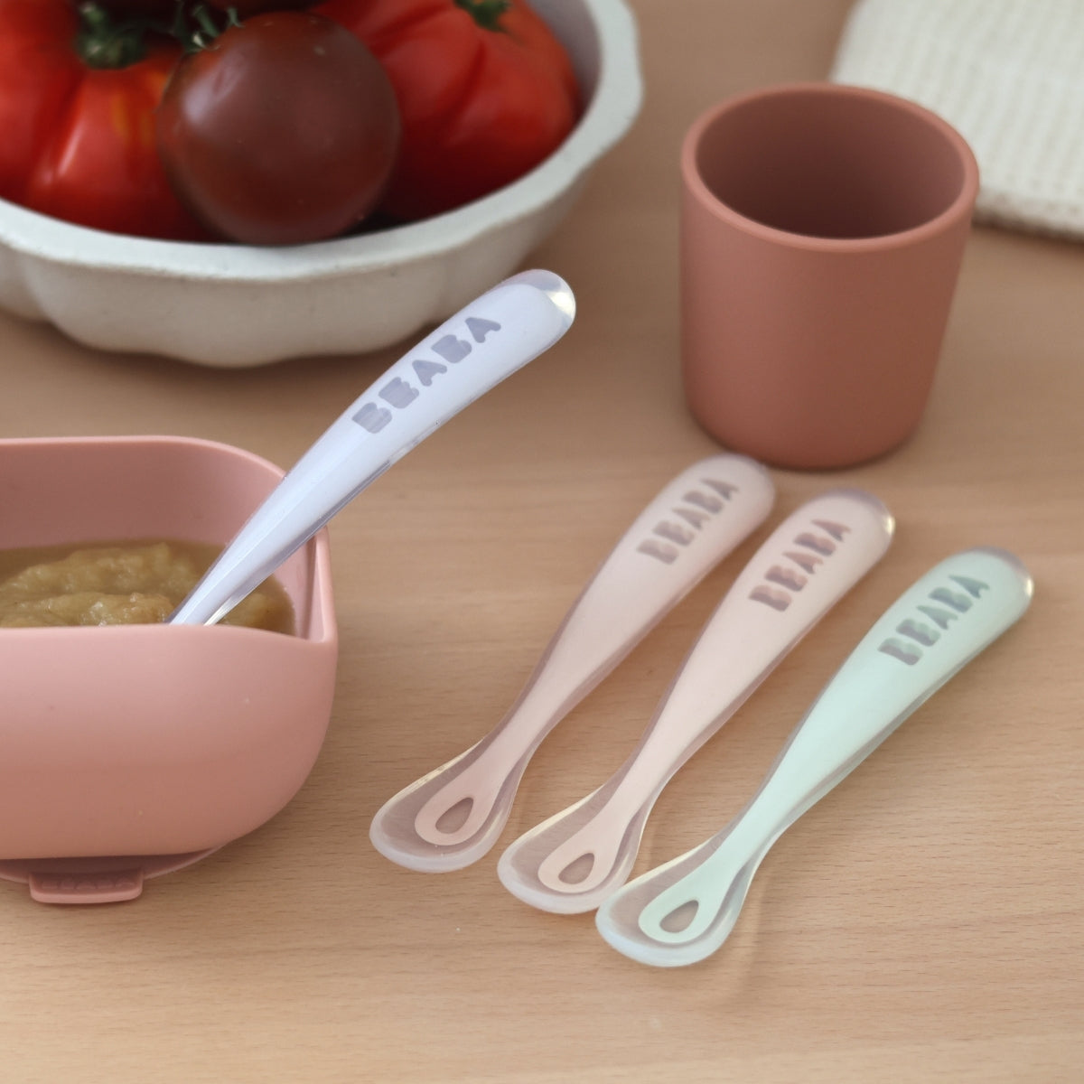 Set von 4 Easy-Grip 1st Stage Silicone Spoons